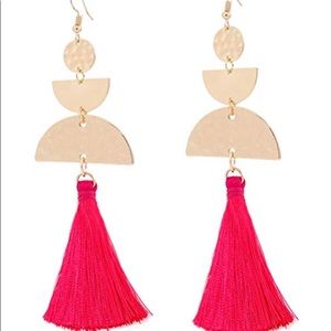 Pink Fringe Tassle Earrings